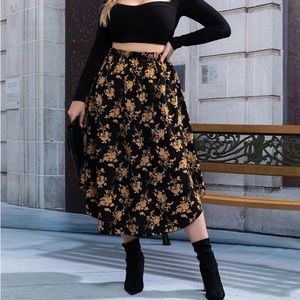 Shein Floral Black Skirt